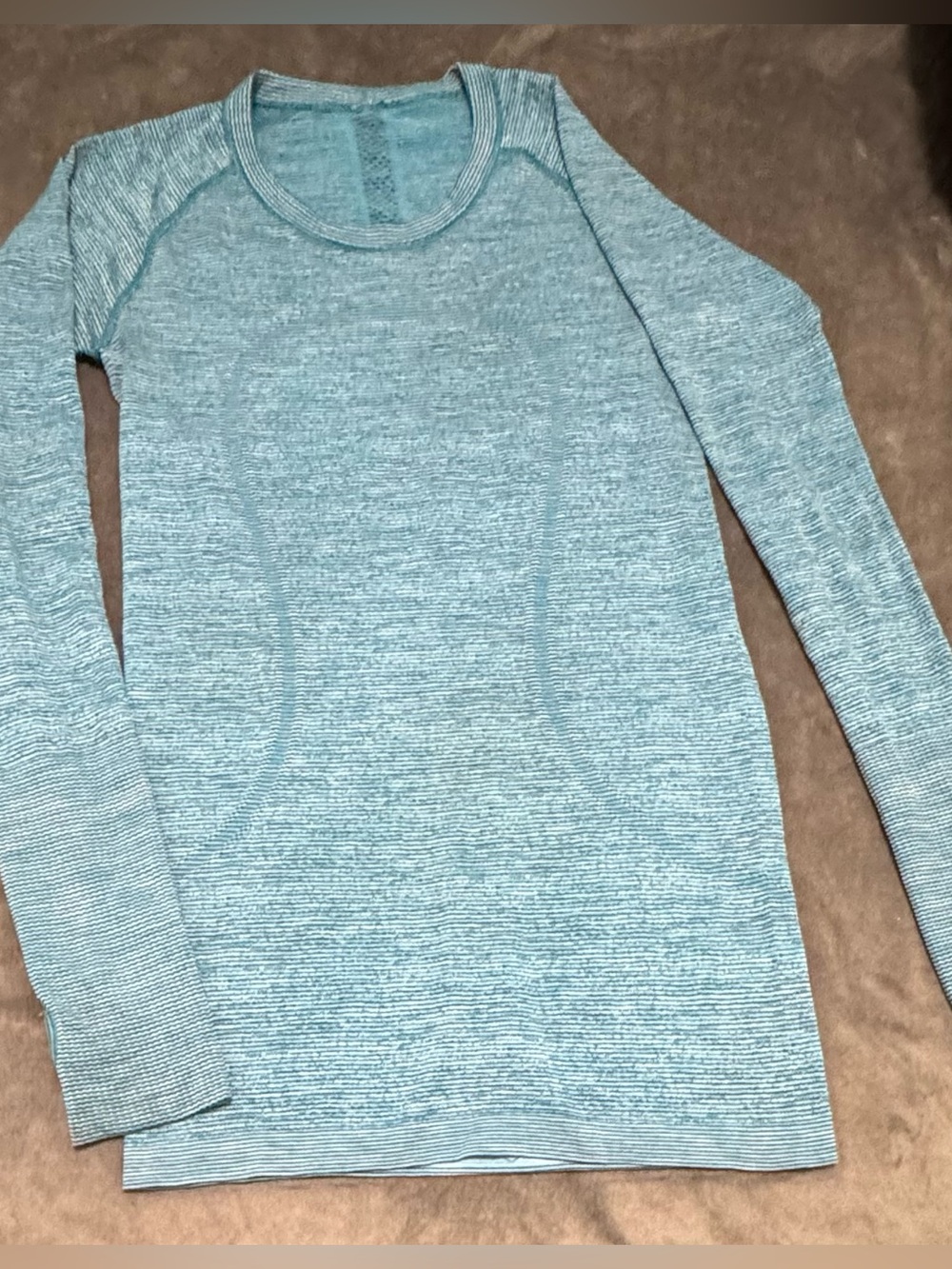 Lululemon Swiftly Tech Long Sleeve Shirt - Heathered Teal/Green Stripe Sz 4 EUC